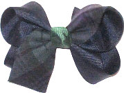 Medium St Lukes (Baton Rouge) Plaid with Navy Ribbon and Forest Knot Double Layer Overlay Bow
